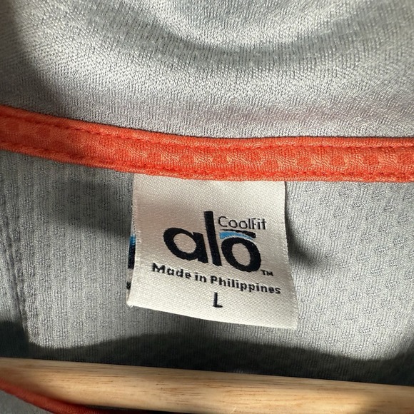 Alo 1/4 Zip Jacket Mens Large Gray Two Tone Activewear Athleisure Rexnord Logo - Picture 9 of 10